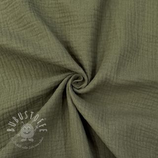 Double gauze/musselin dark moss green ORGANIC