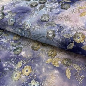 Baumwollstoff TIE DYE EMBROIDERY Poppy design T