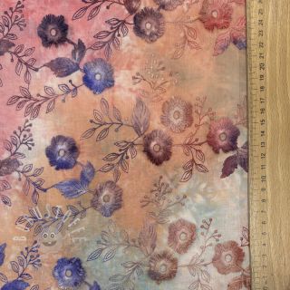 Baumwollstoff TIE DYE EMBROIDERY Poppy design R