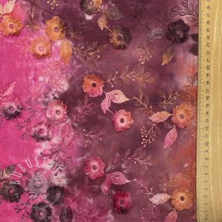 Baumwollstoff TIE DYE EMBROIDERY Poppy design Q