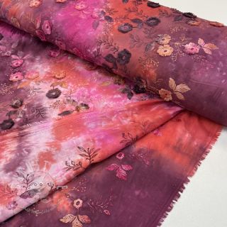 Baumwollstoff TIE DYE EMBROIDERY Poppy design Q