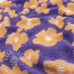 Mantelstoff TEDDY JACQUARD Flowers lilac/apricot