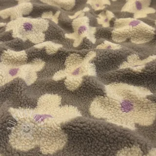 Mantelstoff TEDDY JACQUARD Flowers taupe/beige