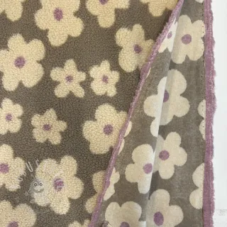 Mantelstoff TEDDY JACQUARD Flowers taupe/beige