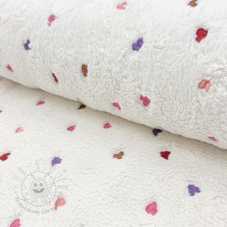 Mantelstoff TEDDY Tossed hearts multi