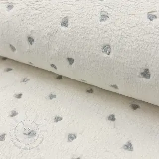 Mantelstoff TEDDY Tossed hearts silver