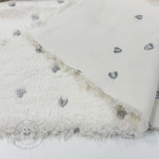 Mantelstoff TEDDY Tossed hearts silver