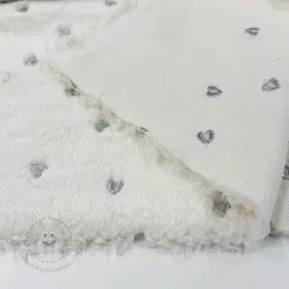 Mantelstoff TEDDY Tossed hearts silver