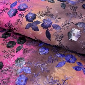 Baumwollstoff TIE DYE EMBROIDERY Poppy design A