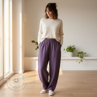 Leinenstoff gewaschen 170 g aubergine