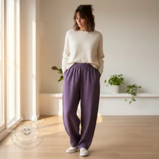 Leinenstoff gewaschen 170 g aubergine