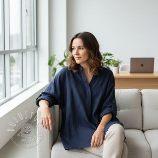 Leinenstoff gewaschen 170 g navy