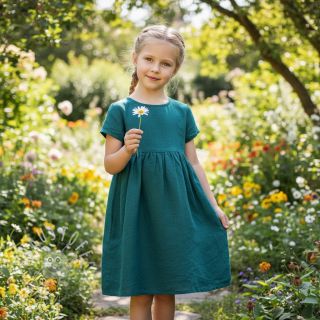 Leinenstoff gewaschen dark cyan