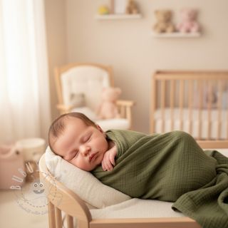 Double gauze/musselin dark moss green