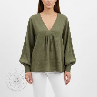 Double gauze/musselin dark moss green