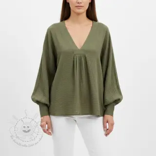 Double gauze/musselin dark moss green