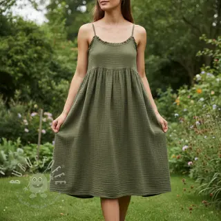Double gauze/musselin dark moss green