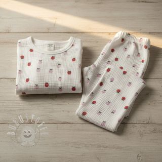 Double gauze/musselin Fruits apple white