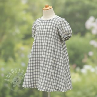 Double gauze/musselin LINEN YARN DYED Checks grey natural