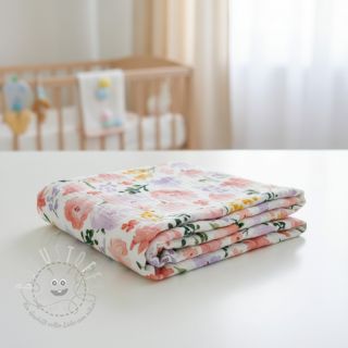 Double gauze/musselin Big summer flowers digital print