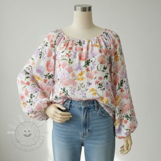 Double gauze/musselin Big summer flowers digital print