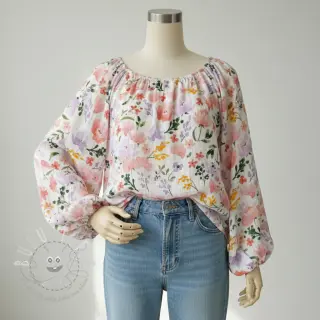 Double gauze/musselin Big summer flowers digital print