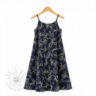 Double gauze/musselin EMBROIDERY Climbing flowers navy