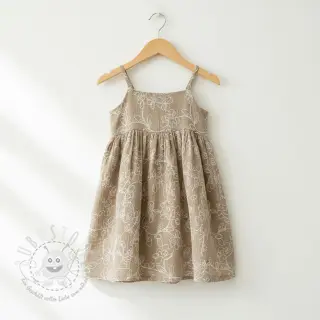 Double gauze/musselin EMBROIDERY Climbing flowers beige