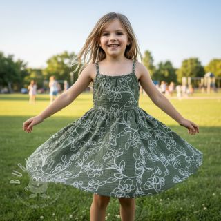 Double gauze/musselin EMBROIDERY Climbing flowers pickle