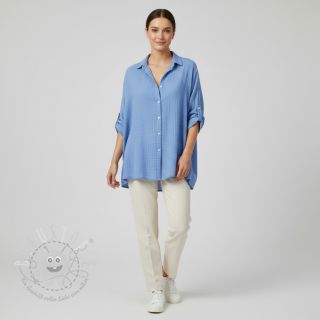 Double gauze/musselin royal blue ORGANIC