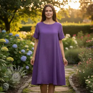 Double gauze/musselin violet ORGANIC