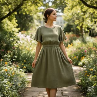 Double gauze/musselin moss green ORGANIC