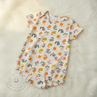Double gauze/musselin Retro flowie ecru