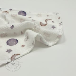 Double gauze/musselin Moon white digital print ORGANIC