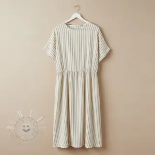 Double gauze/musselin YARN DYED Thin strip beige
