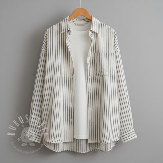 Double gauze/musselin YARN DYED Thin strip navy