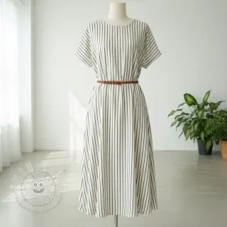 Double gauze/musselin YARN DYED Thin strip navy