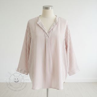 Double gauze/musselin YARN DYED Thin strip mauve