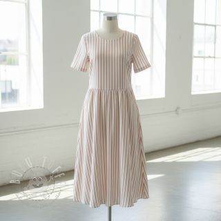 Double gauze/musselin YARN DYED Thin strip mauve