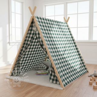 Double gauze/musselin Double sided CHECKS MINI cyan