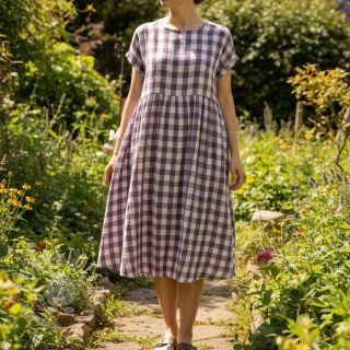 Double gauze/musselin Double sided CHECKS MINI grape