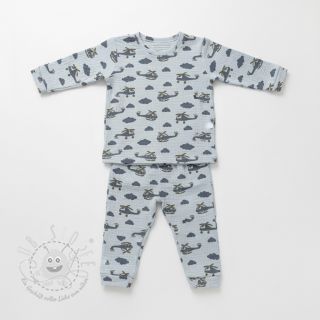 Double gauze/musselin Helicopters light blue