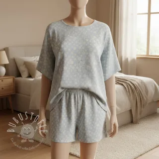 Double gauze/musselin JACQUARD Dots light blue