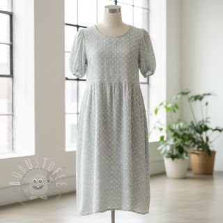 Double gauze/musselin JACQUARD Dots light blue