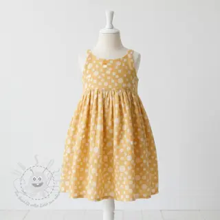 Double gauze/musselin JACQUARD Dots dark yellow