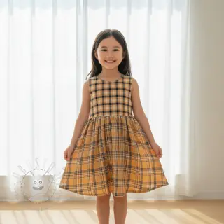 Double gauze/musselin Double sided CHECKS multicolour brown