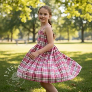 Double gauze/musselin Double sided CHECKS pink