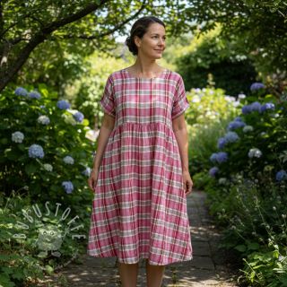 Double gauze/musselin Double sided CHECKS pink