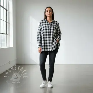 Double gauze/musselin Double sided CHECKS MINI black