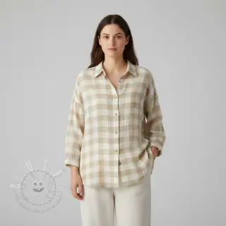 Double gauze/musselin Double sided CHECKS MINI beige